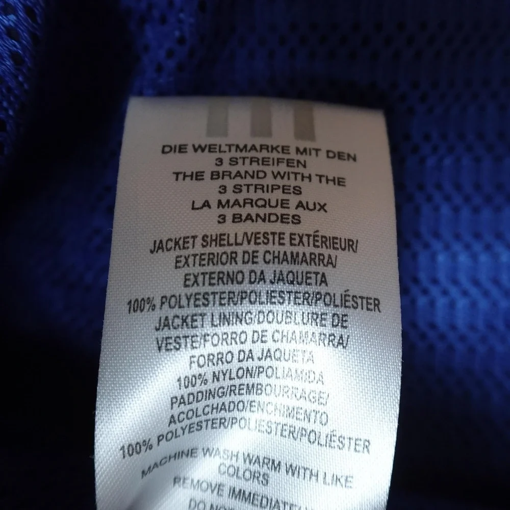VTG Adidas Jacket Mens L Blue Hooded Insulated Full Zip Windbreaker Coat Y2K 00s